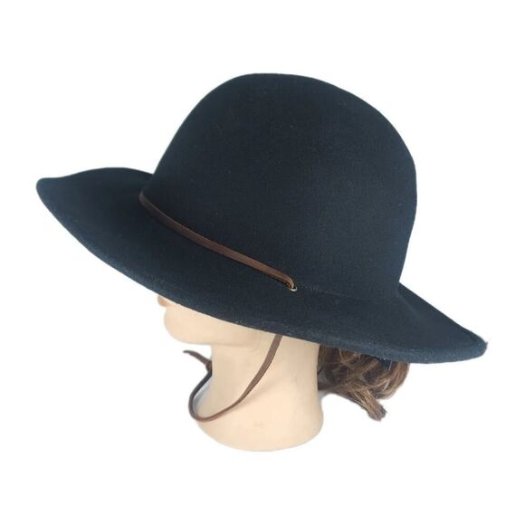 Brixton Men's Tiller Sz 7 1/2 Large Black Wool Felt Wide Brim Fedora Hat NWT - Picture 1 of 11